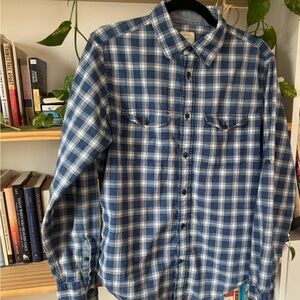 GAP Navy and White Checkered Men's Shirt